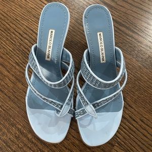 Manolo Blahnik blue heeled sandal